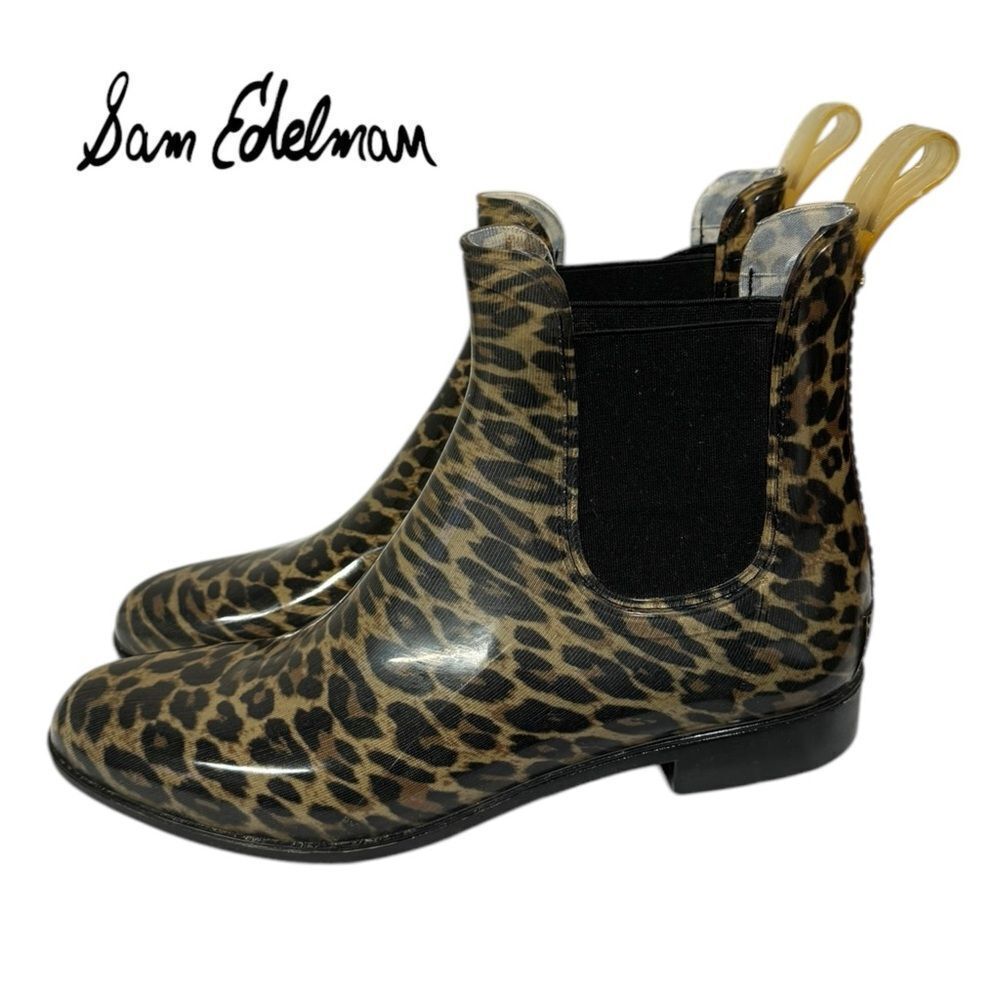 Sam Edelman Tinsley Rubber Cheetah Pull-on Rain Booties Boots 10